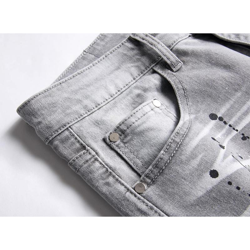 Men's Fashion Biker Classic Distressed Straight Slim Fit Designer Jeans For Men Denim Pants