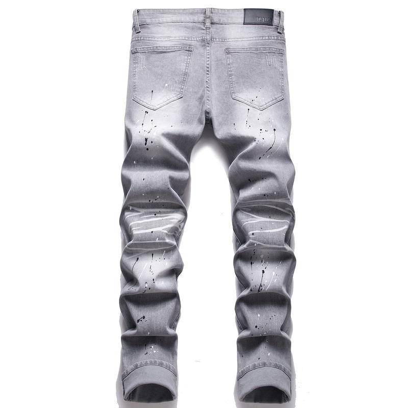 Men's Fashion Biker Classic Distressed Straight Slim Fit Designer Jeans For Men Denim Pants