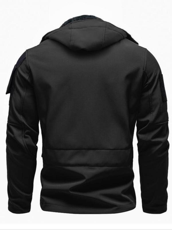 Men's Zip Up Hooded Jacket, Casual Long Sleeve Drawstring Waterproof Windproof Jacket for Outdoor Activities, Men's Outerwear for Fall & Winter