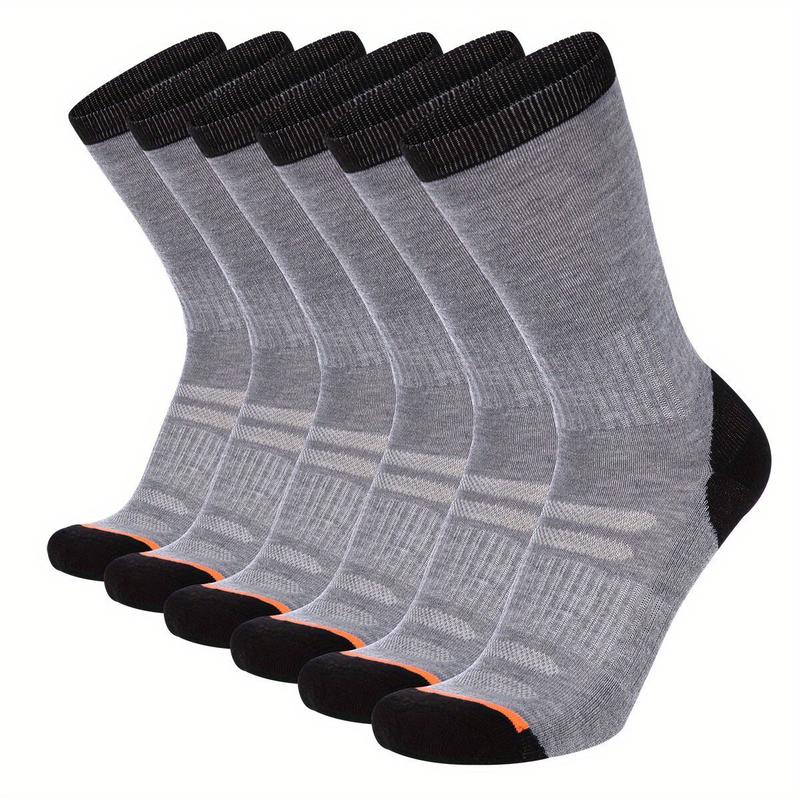 6 Pairs Thick Men's Warm Winter Crew Socks Plain Color Sweat Absorbant