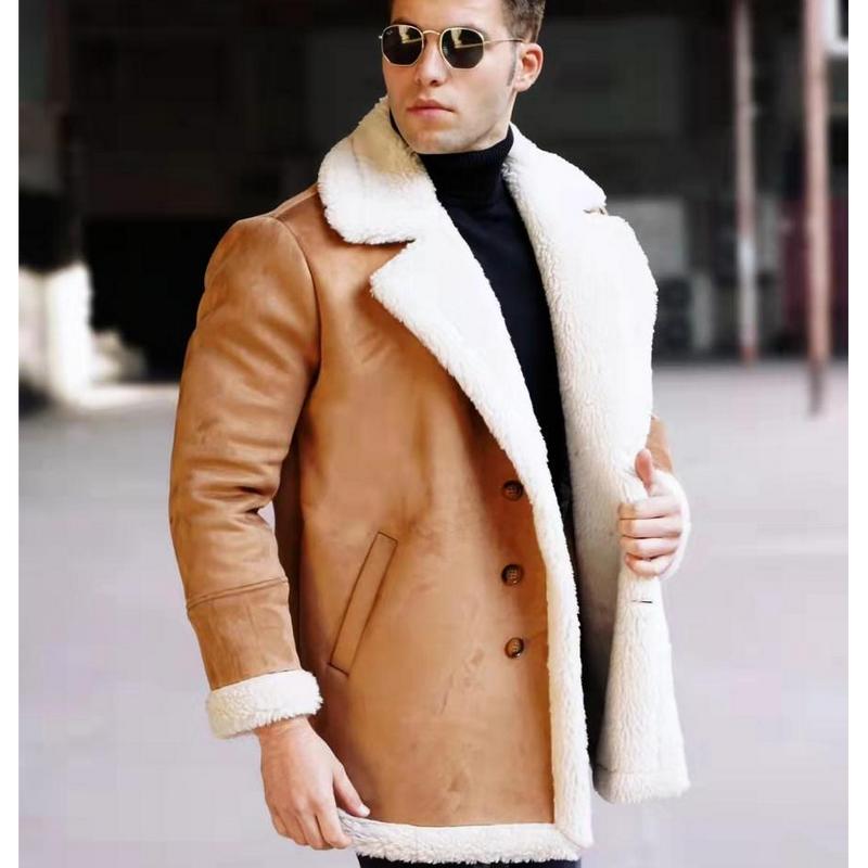 European And American Fur Integrated Men's Thickened Mid Length Jacket