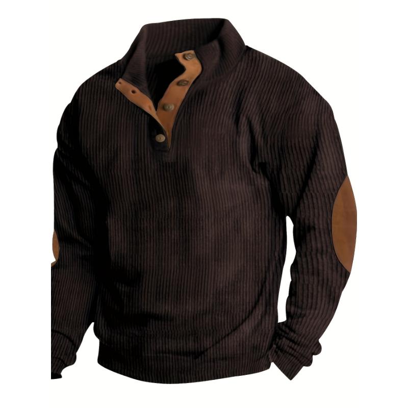 Men'S Casual Henley Shirt with Striped Pattern, Slightly Stretchy Cotton Blend Fabric, with Button Detail for Casual Outings knitted shirt sweater