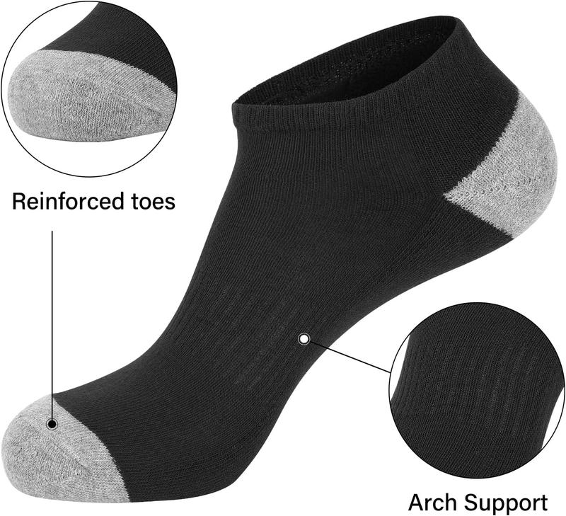 Eallco 8 Pairs Mens Ankle Socks Low Cut Socks for Men Short Socks Size 10-13 Black