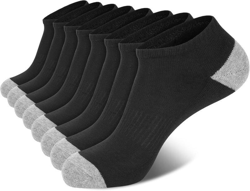 Eallco 8 Pairs Mens Ankle Socks Low Cut Socks for Men Short Socks Size 10-13 Black