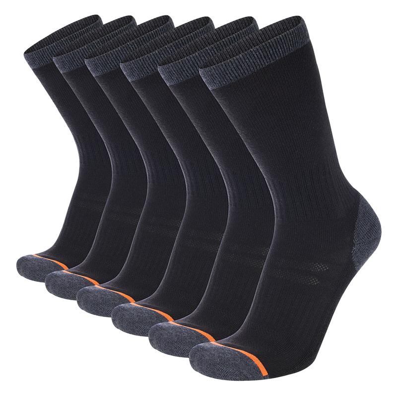 6 Pairs Thick Men's Warm Winter Crew Socks Plain Color Sweat Absorbant