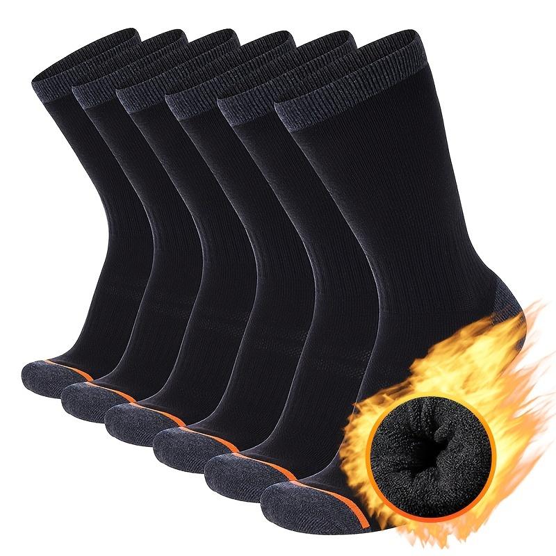 6 Pairs Thick Men's Warm Winter Crew Socks Plain Color Sweat Absorbant