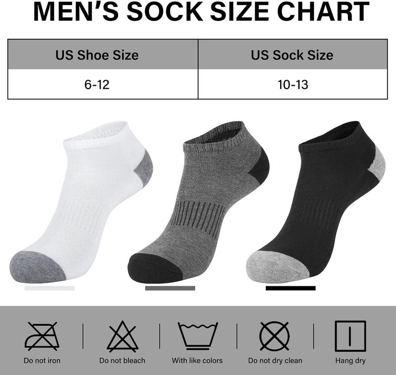 Eallco 8 Pairs Mens Ankle Socks Low Cut Socks for Men Short Socks Size 10-13 Black