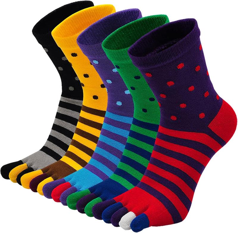 Socks Mens Five Finger Striped Sock Running Athletic Cotton Ankle Sox 5 Pairs