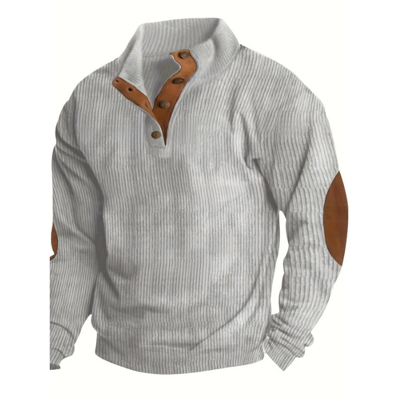 Men'S Casual Henley Shirt with Striped Pattern, Slightly Stretchy Cotton Blend Fabric, with Button Detail for Casual Outings knitted shirt sweater