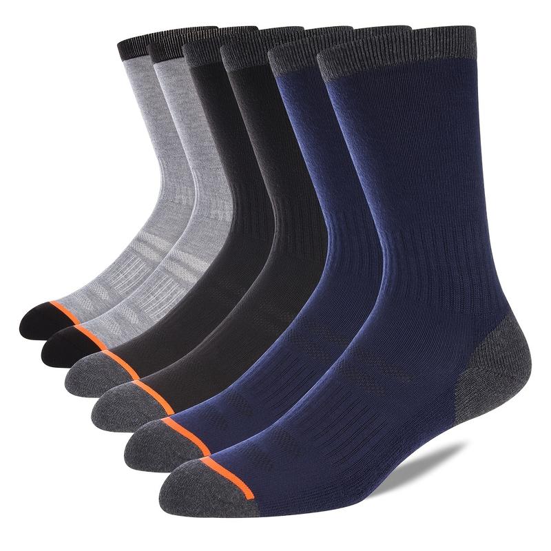 6 Pairs Thick Men's Warm Winter Crew Socks Plain Color Sweat Absorbant