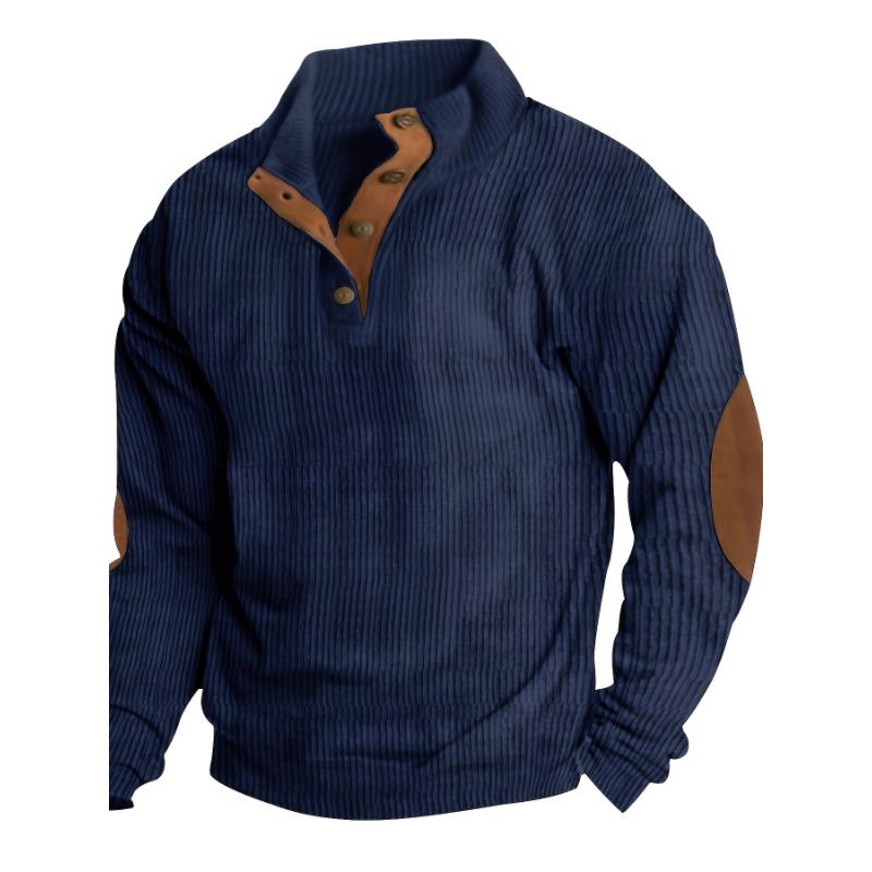 Men'S Casual Henley Shirt with Striped Pattern, Slightly Stretchy Cotton Blend Fabric, with Button Detail for Casual Outings knitted shirt sweater