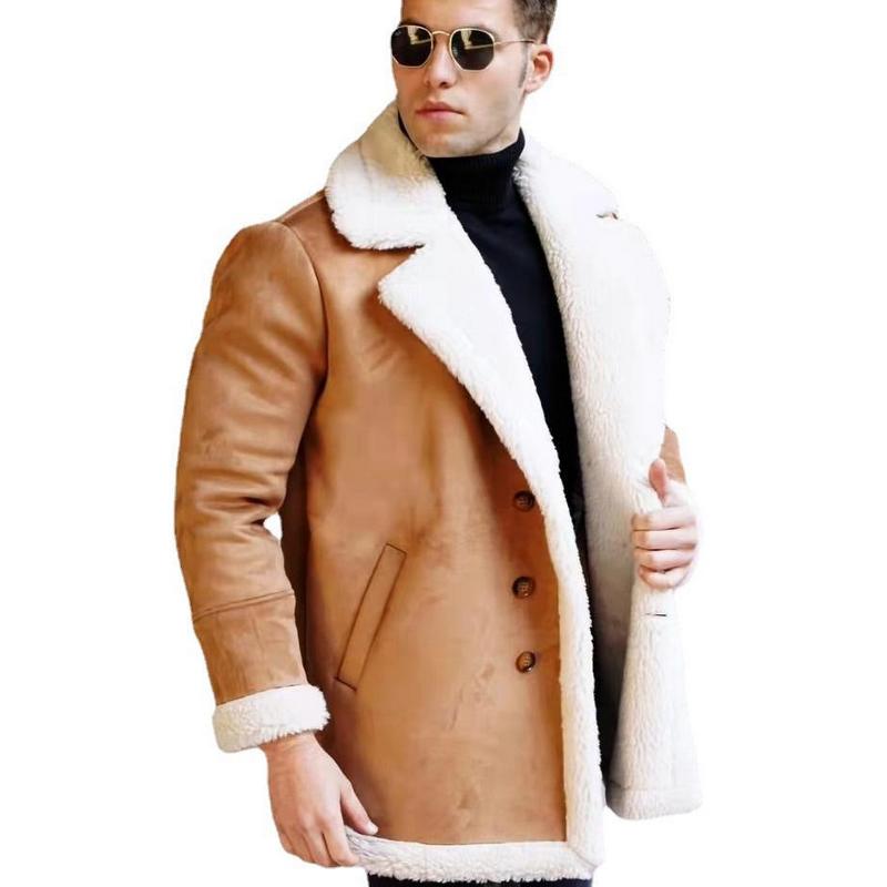 European And American Fur Integrated Men's Thickened Mid Length Jacket