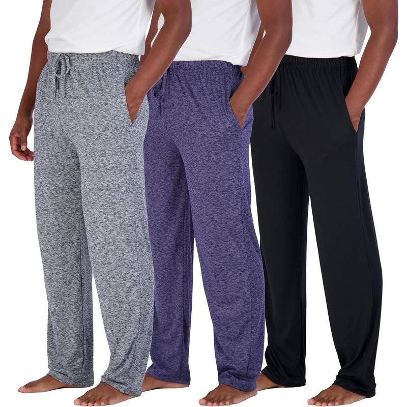 3 Pack: Men's Soft Pajama Lounge Pants with Drawstring & Pockets - 4-Way Stretch & Wicking-Big & Tall (S-5XL)