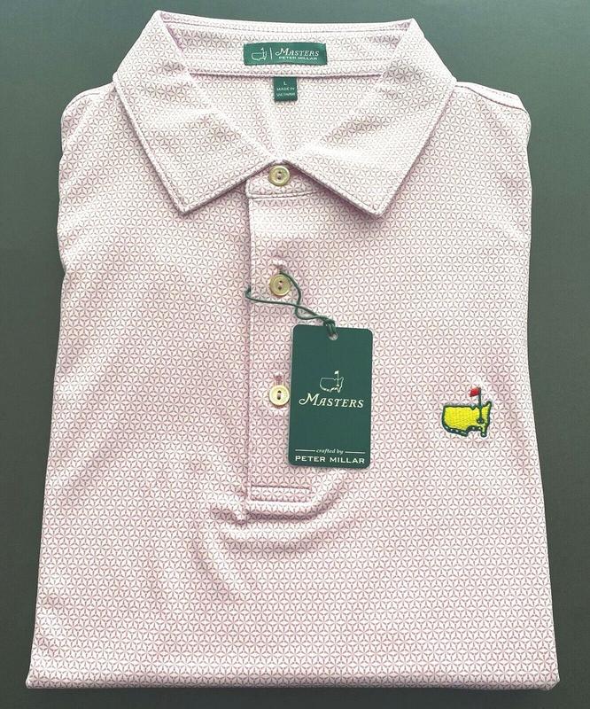 2024 Masters by Peter Millar Medium Men's Pink Geo Print Golf Polo Shirt