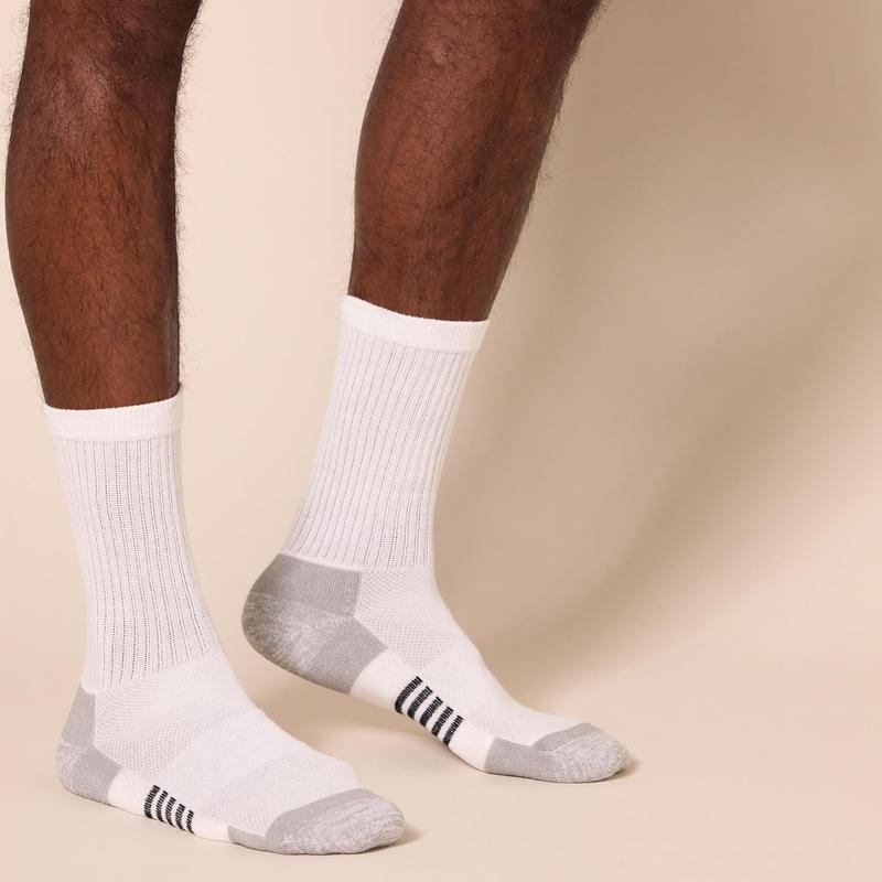 Men's Performance Cotton Socks - 6 Pairs Athletic Crew, Breathable(SIZE 12-14)