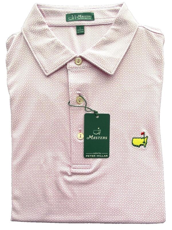 2024 Masters by Peter Millar Medium Men's Pink Geo Print Golf Polo Shirt