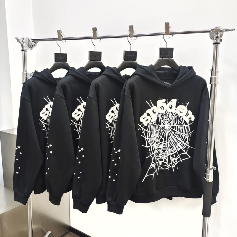 White Stars Spiderweb Foam Letter Print Hoodie & Pants Set