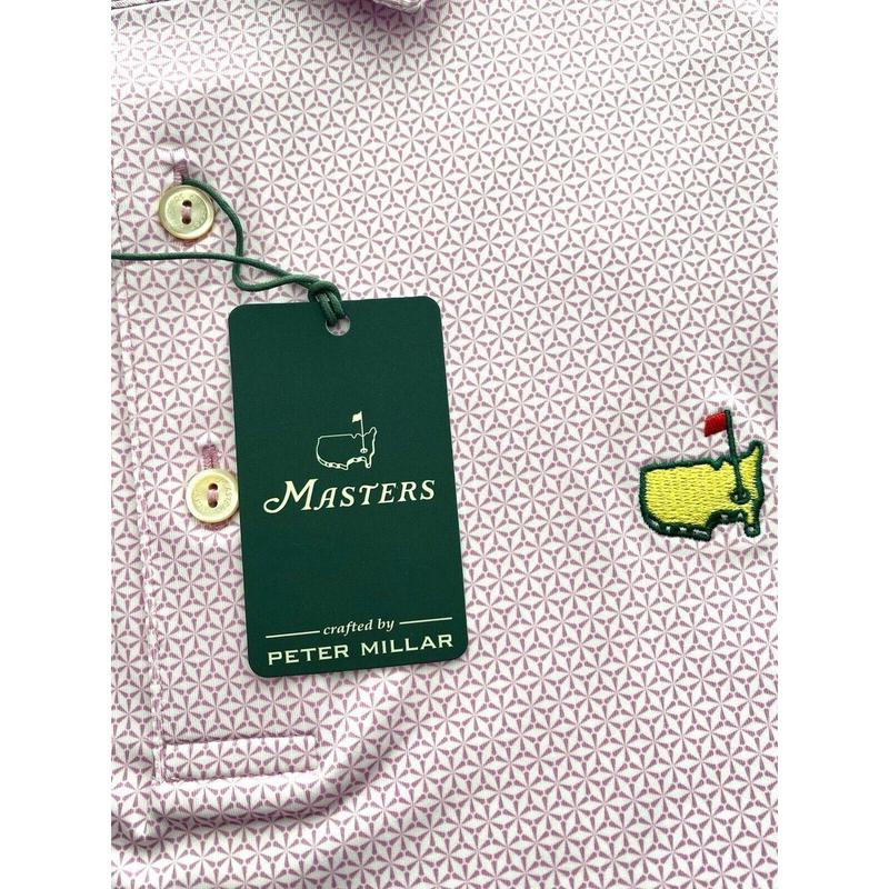 2024 Masters by Peter Millar Medium Men's Pink Geo Print Golf Polo Shirt