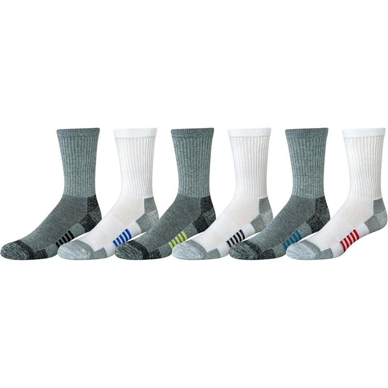 Men's Performance Cotton Socks - 6 Pairs Athletic Crew, Breathable(SIZE 12-14)