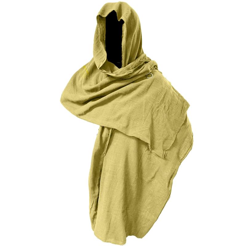 Men's Fashion Robe Cloak, Men's Comfortable Shawl Scarf Cloak, Men's Halloween Costume Menswear Clothing Underwear Bestie Gamis Beige