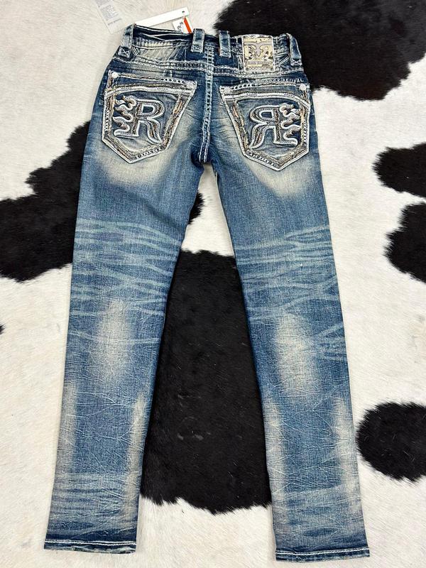 Rock Revival Men's Distressed Denim Jeans Slim Straight Blue, Men's Biker Jeans, 2000s Jeans, Comfortable Jeans For Men, Denim Jeans For Men