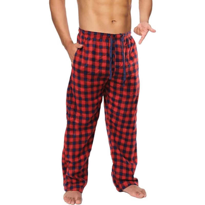 Active club Mens fleece pajama pants big and tall-plaid mens pajama bottoms-Mens lounge pants with pockets