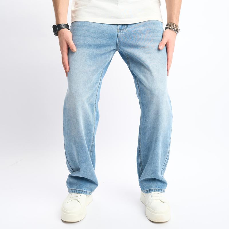 New Men Simple Style Solid Straight Loose Jeans Trousers Streetwear Jogging Casual Denim Pants For Men's