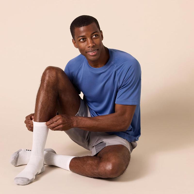 Men's Performance Cotton Socks - 6 Pairs Athletic Crew, Breathable(SIZE 12-14)