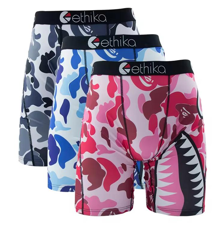 3-pack stylish printed breathable comfortable men's boxer shorts for sports and fitness, summer breathable men's underwear, plus size men's boxers