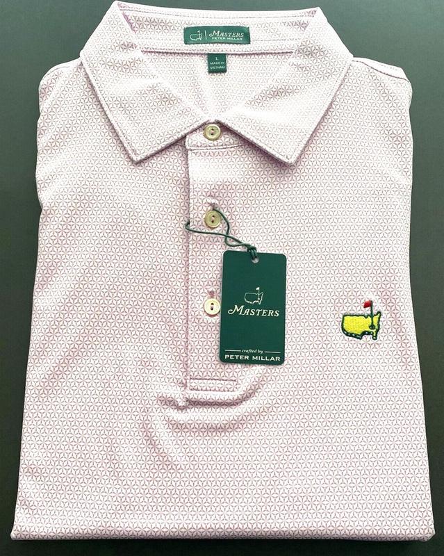 2024 Masters by Peter Millar Medium Men's Pink Geo Print Golf Polo Shirt