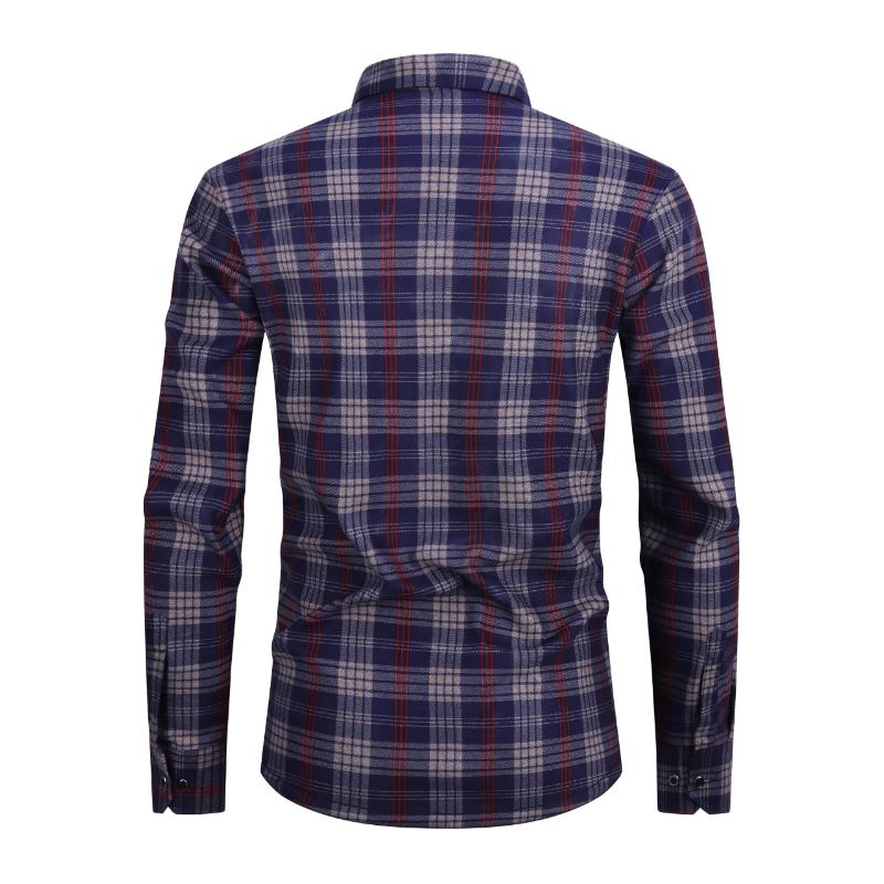 Men's Cozy Plaid Flannel Shirt with Dual Pockets - Long Sleeve, Button-Up, Warm for Fall & Winter