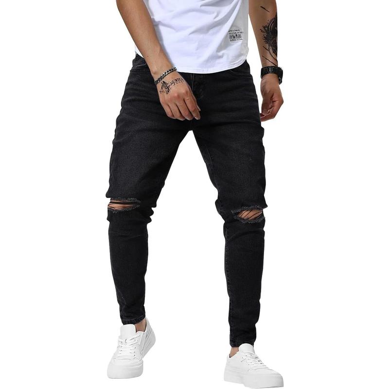 Mens Jeans Slim Fit Skinny Denim Stretch Tapered Jean Pants