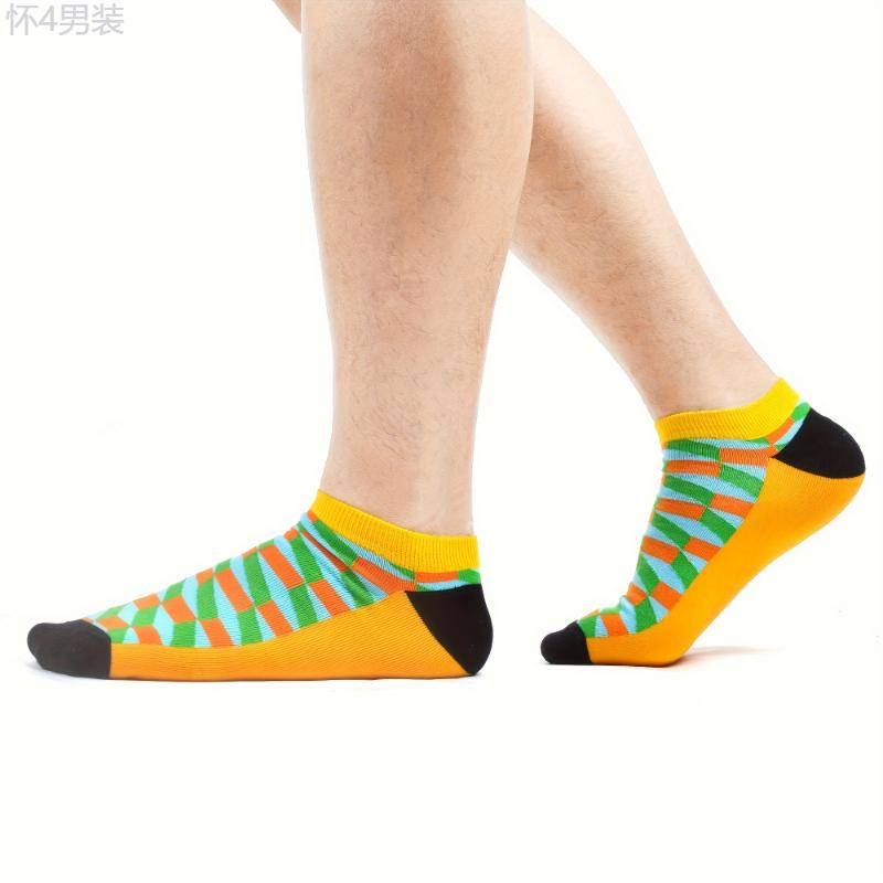 48 Pairs of Vibrant Random Men's and Women's Colorful Ankle Socks - Soft, Breathable, Stretchy, and Comfortable - US Size 7.5-12, Fashionable and Versatile for Daily Wear Fabric Menswear Print Cotton Tropical