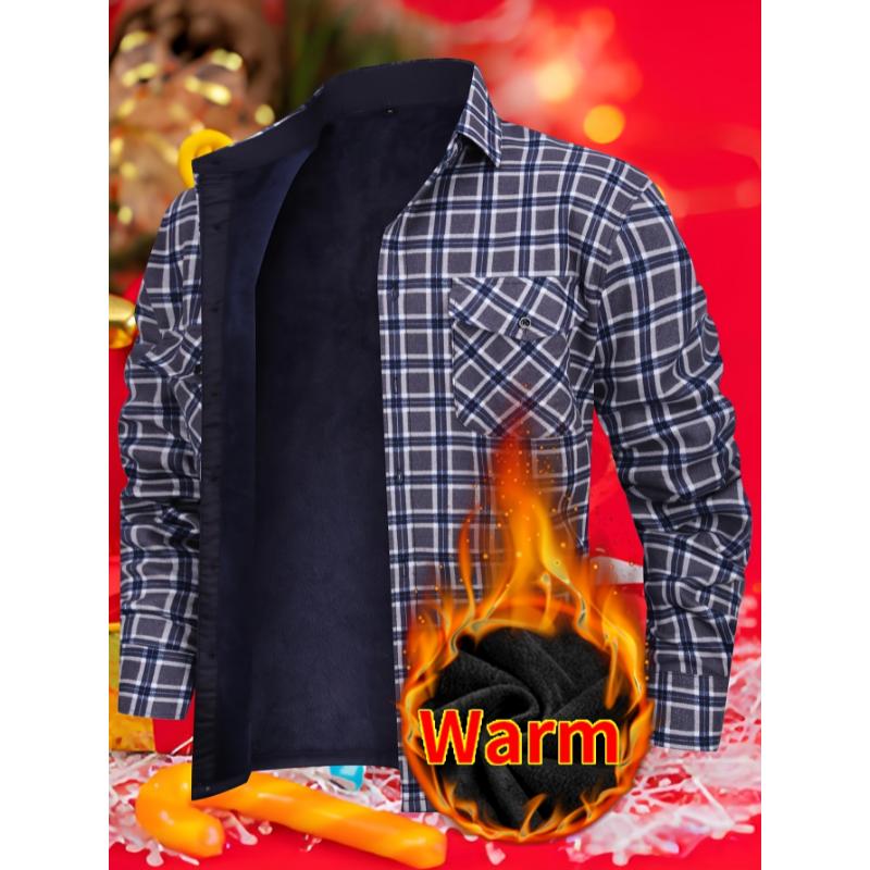 Men's Cozy Plaid Flannel Shirt with Dual Pockets - Long Sleeve, Button-Up, Warm for Fall & Winter