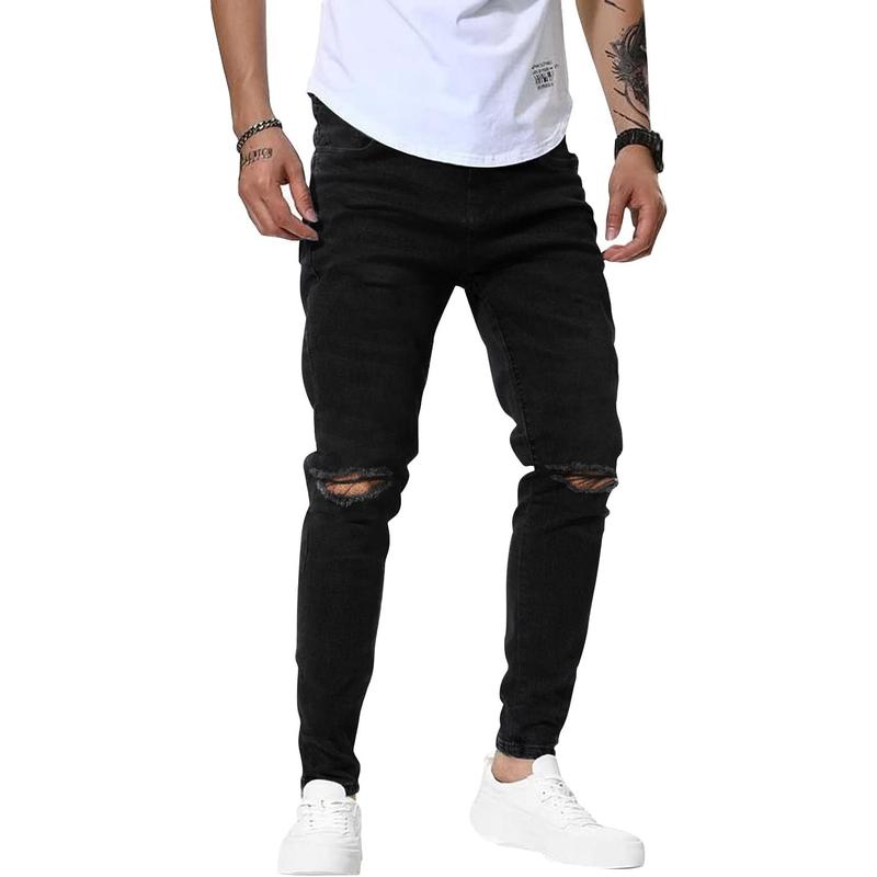 Mens Jeans Slim Fit Skinny Denim Stretch Tapered Jean Pants