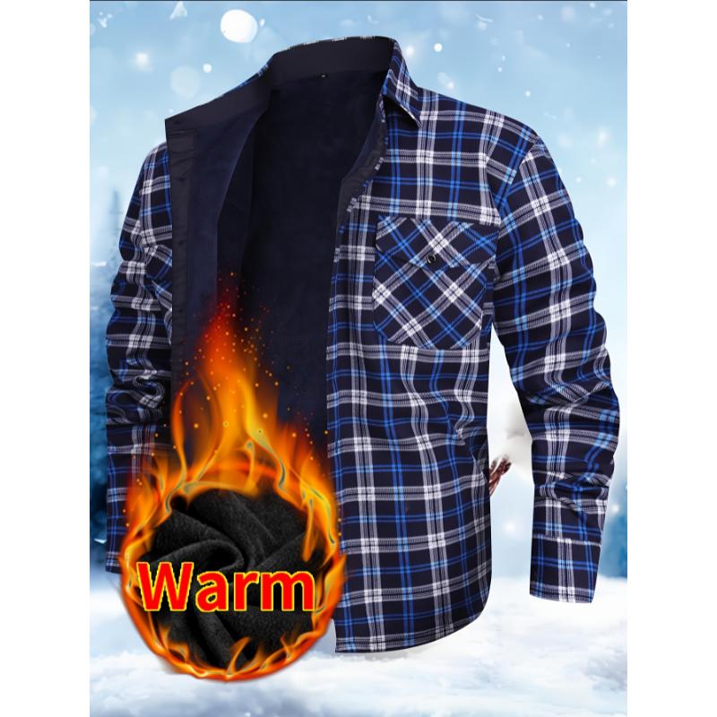 Men's Cozy Plaid Flannel Shirt with Dual Pockets - Long Sleeve, Button-Up, Warm for Fall & Winter