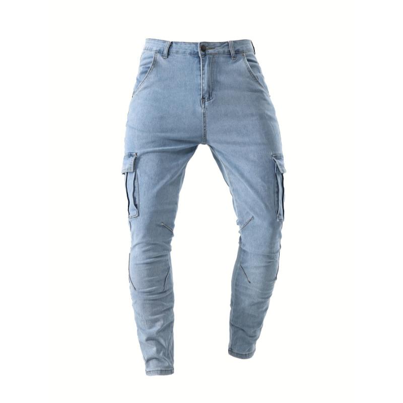 Mens Fashionable Skinny Jeans - Comfortable Medium Stretch Denim with Chic Flap Pockets - Modern Street Style Pants