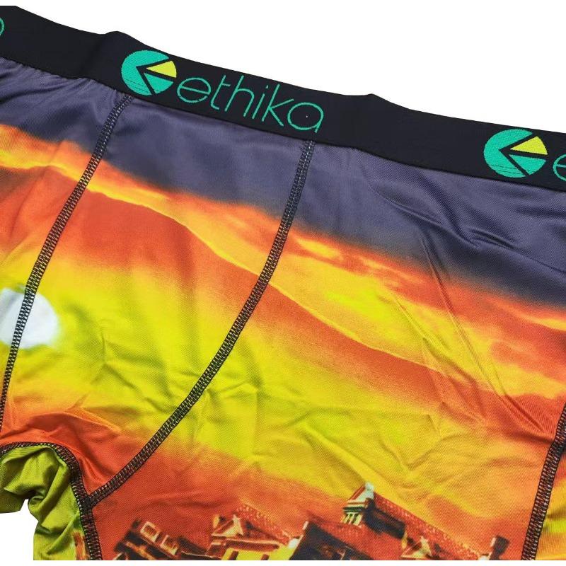 Ethika Men's 7-inch Casual Breathable Briefs Trendy Printed Comfortable Long Boxer Briefs Cycling Quick-drying Shorts Holiday Gifts Boys Dinosaur Kids' Performance