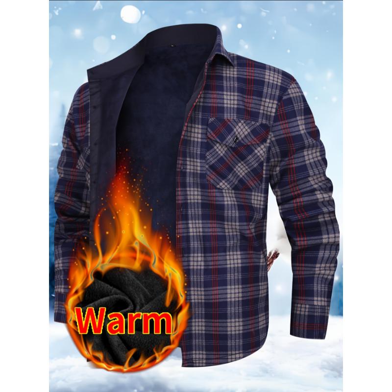 Men's Cozy Plaid Flannel Shirt with Dual Pockets - Long Sleeve, Button-Up, Warm for Fall & Winter