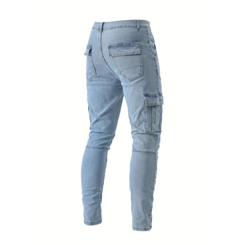 Mens Fashionable Skinny Jeans - Comfortable Medium Stretch Denim with Chic Flap Pockets - Modern Street Style Pants