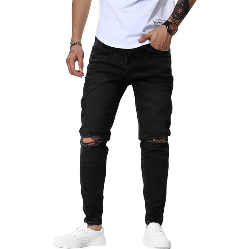 Mens Jeans Slim Fit Skinny Denim Stretch Tapered Jean Pants