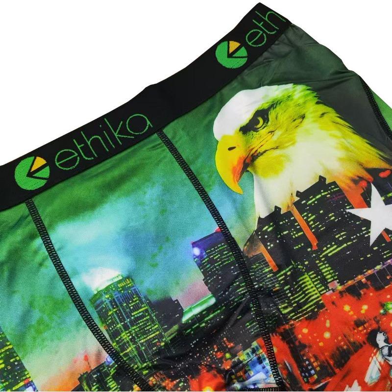 Ethika Men's 7-inch Casual Breathable Briefs Trendy Printed Comfortable Long Boxer Briefs Cycling Quick-drying Shorts Holiday Gifts Boys Dinosaur Kids' Performance