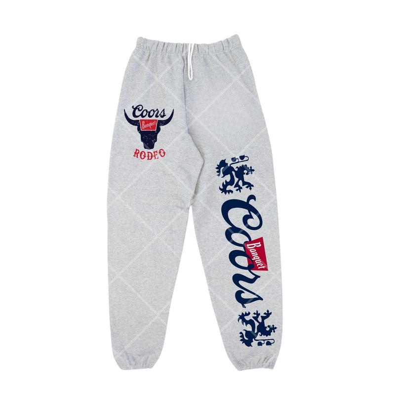 Y2K Trendy Coors Banquet Rodeo Streetwear Baggy Sweatpants for Running and Casual Sports, Gym Sweats Comfortable and Stylish Clothing