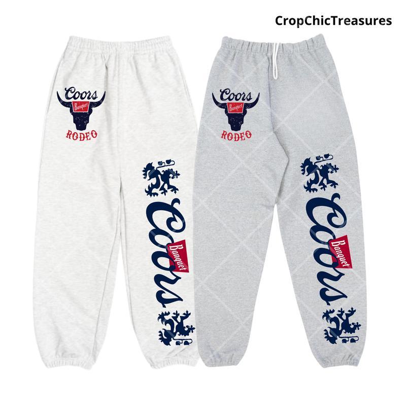 Y2K Trendy Coors Banquet Rodeo Streetwear Baggy Sweatpants for Running and Casual Sports, Gym Sweats Comfortable and Stylish Clothing