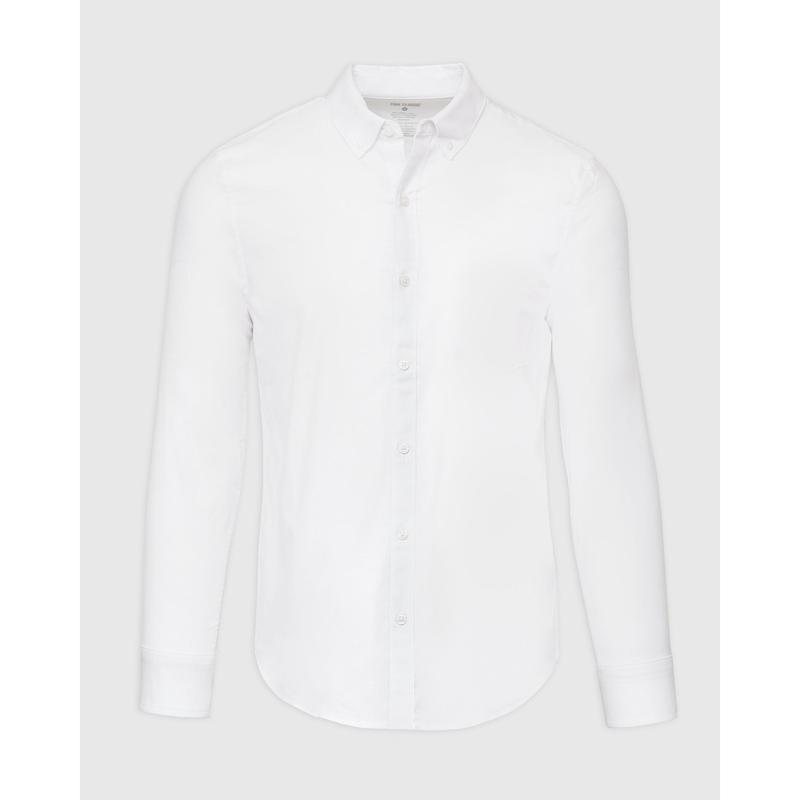 White Stretch Oxford Long Sleeve Shirt