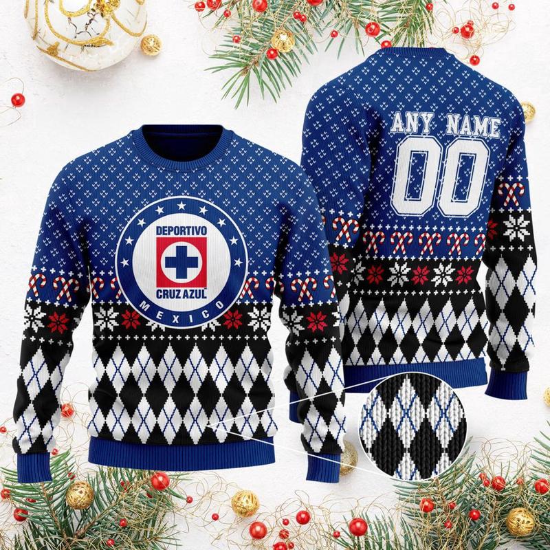 LIGA MX Cruz Azul Special Christmas Ugly Sweater ST2302: Fun and Festive Holiday Apparel for Fans! Perfect for Celebrations!