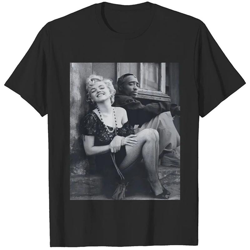 Marilyn Monroe and 2Pac Cotton Unisex Tshirt