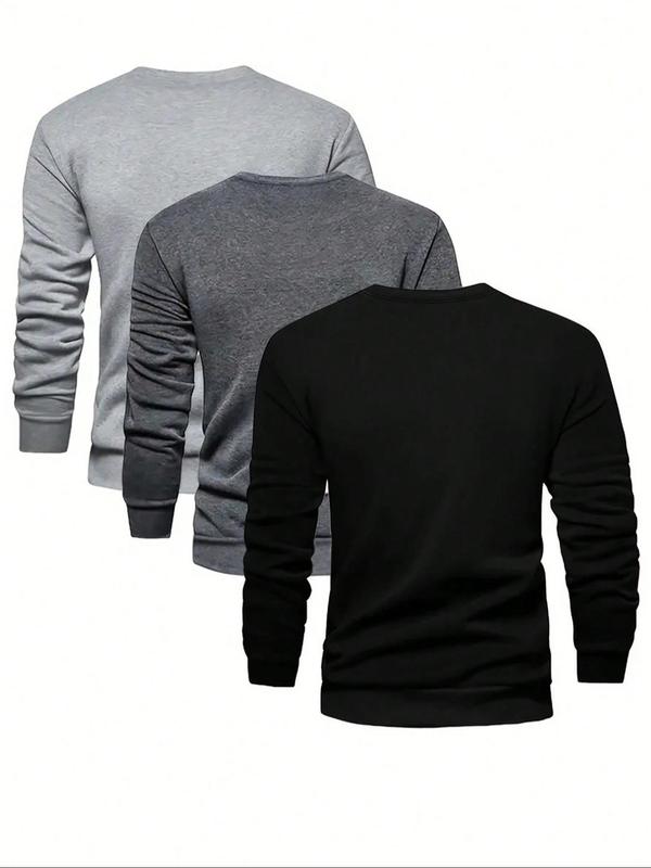 Men's Letter Print Drop Shoulder Sweatshirt, Casual Regular Fit Long Sleeve Round Neck Pullover for Fall & Winter, Men's Clothes for Daily Wear