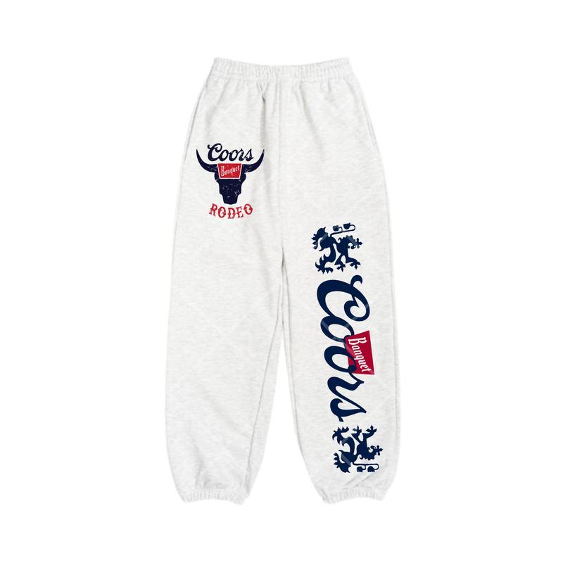 Y2K Trendy Coors Banquet Rodeo Streetwear Baggy Sweatpants for Running and Casual Sports, Gym Sweats Comfortable and Stylish Clothing