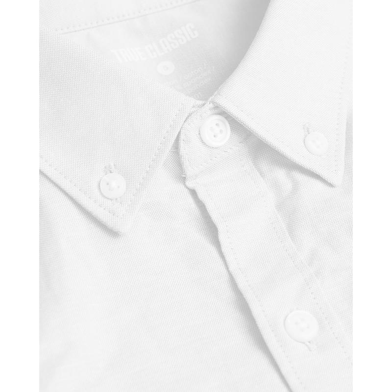 White Stretch Oxford Long Sleeve Shirt